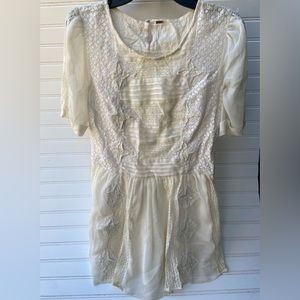Free People Bohemian Lace Sheer Baby Doll Top